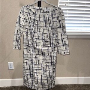 MM Lafleur Navy and Cream Patterned Dress